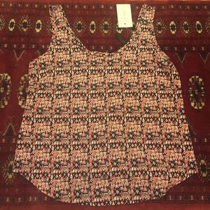 NWT (M) B. JEWEL tribal print tank w contrast zip